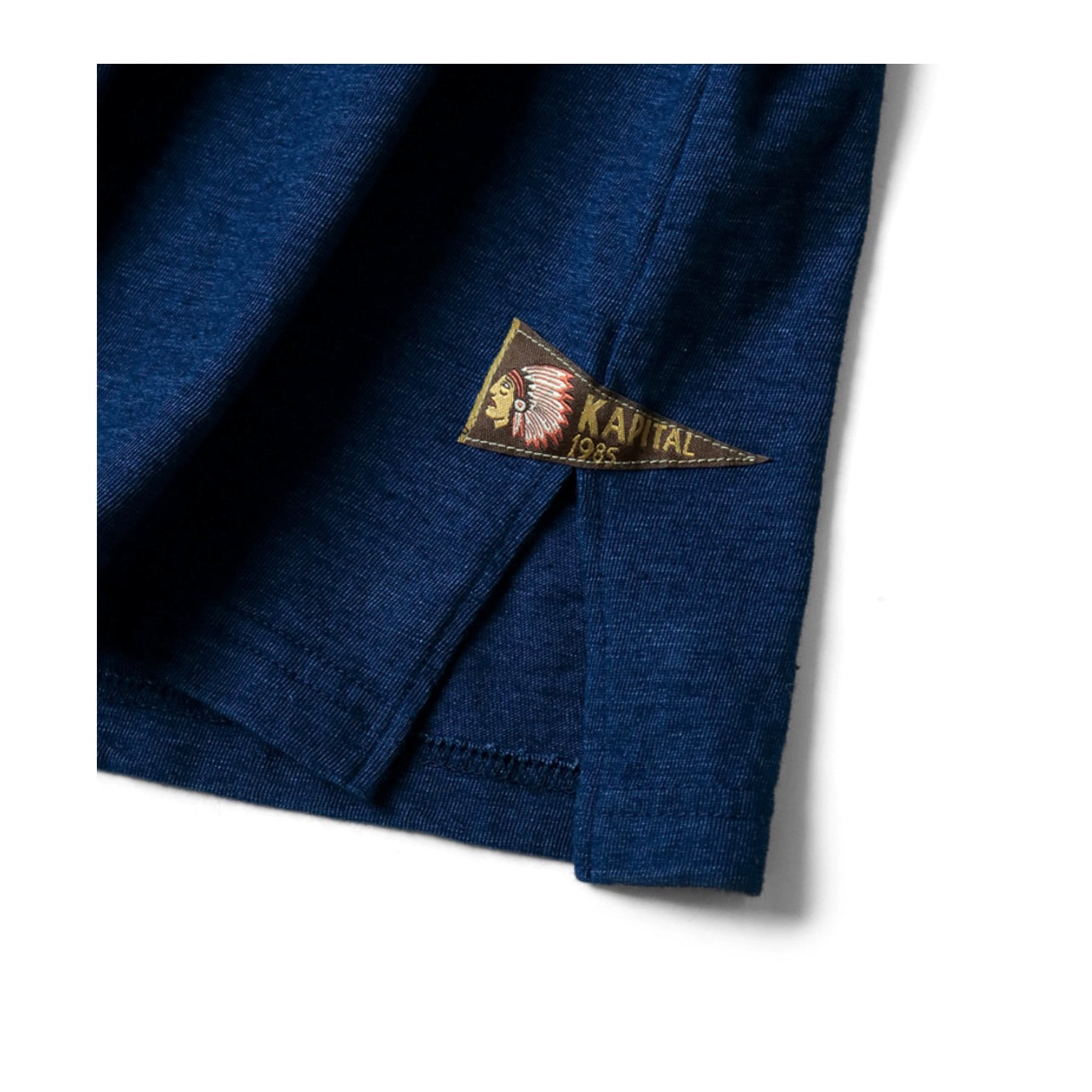 Japanese casual blue-dyed Indian flag cotton crew neck loose short sleeve T-shirt