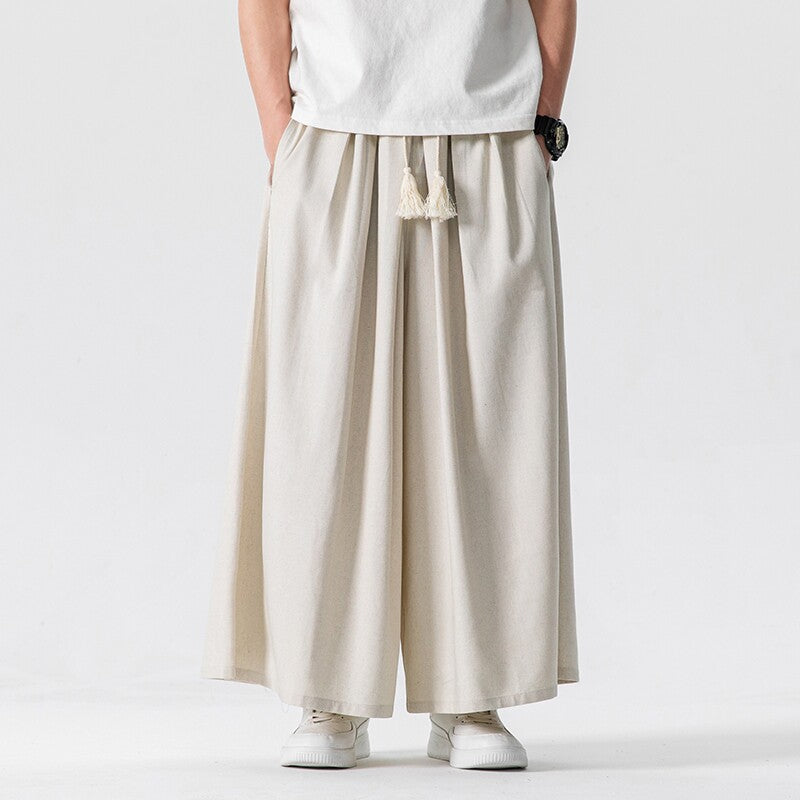Cotton Linen Wide-Leg Pants – Japanese Bell Bottom Loose Unisex – Japanese vintage | fall outfits 2026 | fall winter outfits | classy winter outfits | lazy comfy outfits | japanese streetwear | vintage workwear | yamalin clothes | Yamalinclothes