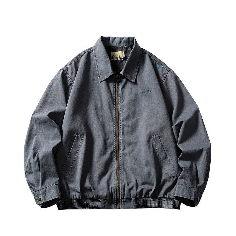 Washed Cotton Lapel Cargo Jacket – Retro Loose Unisex Casual Streetwear