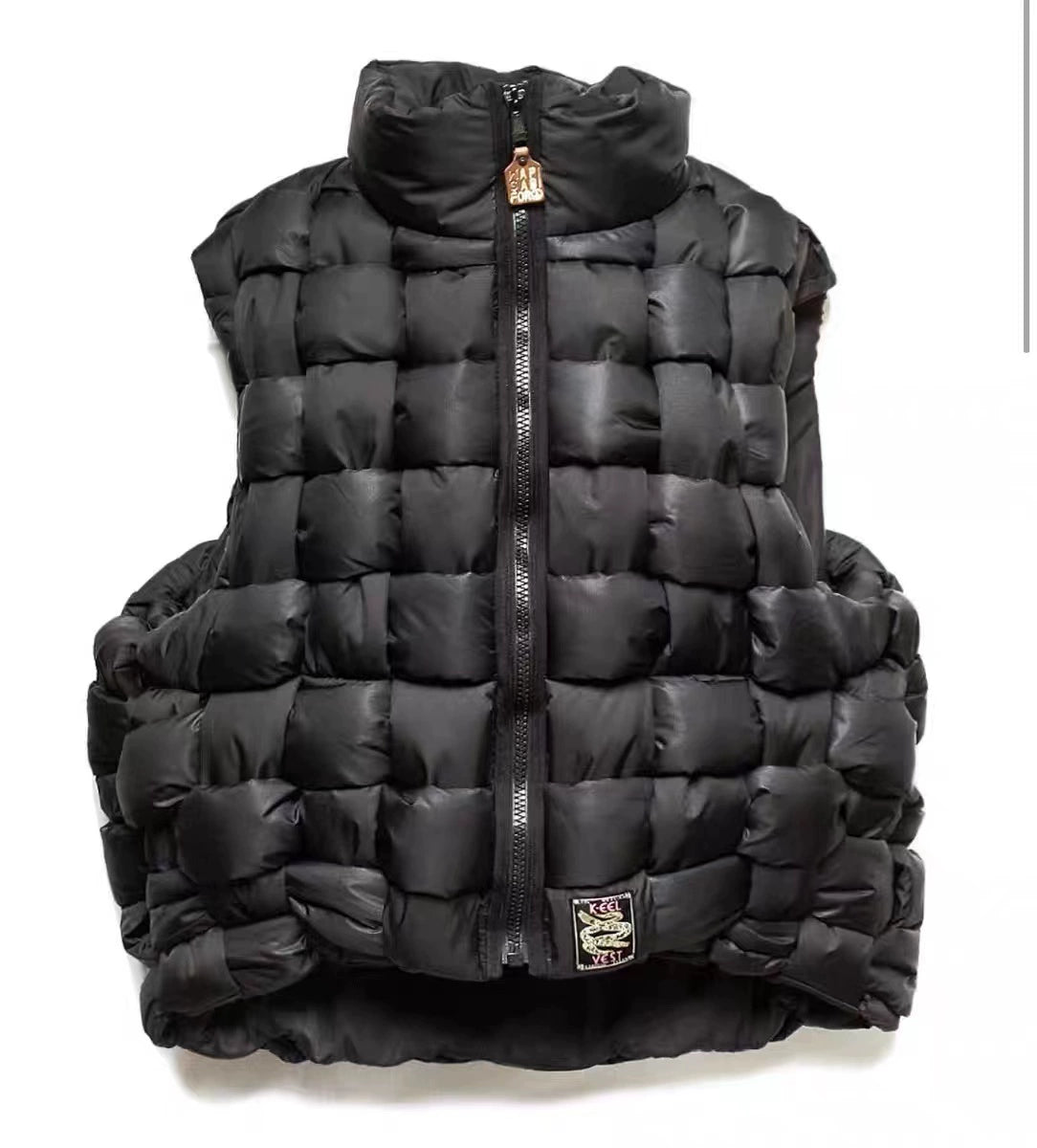 21AW Hirata Kazuhiro two-color pure cotton warmth double-sided high-neck woven vest cotton vest