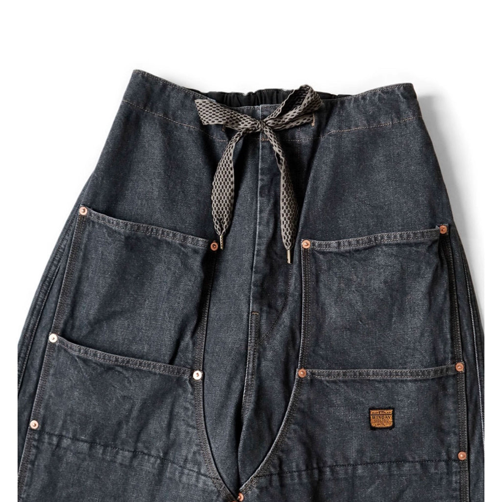 24SS Japanese casual denim denim drawstring large pocket casual logging pants