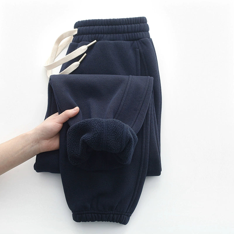 400g heavy navy blue twill fleece corset sweatpants casual fleece warm unisex style
