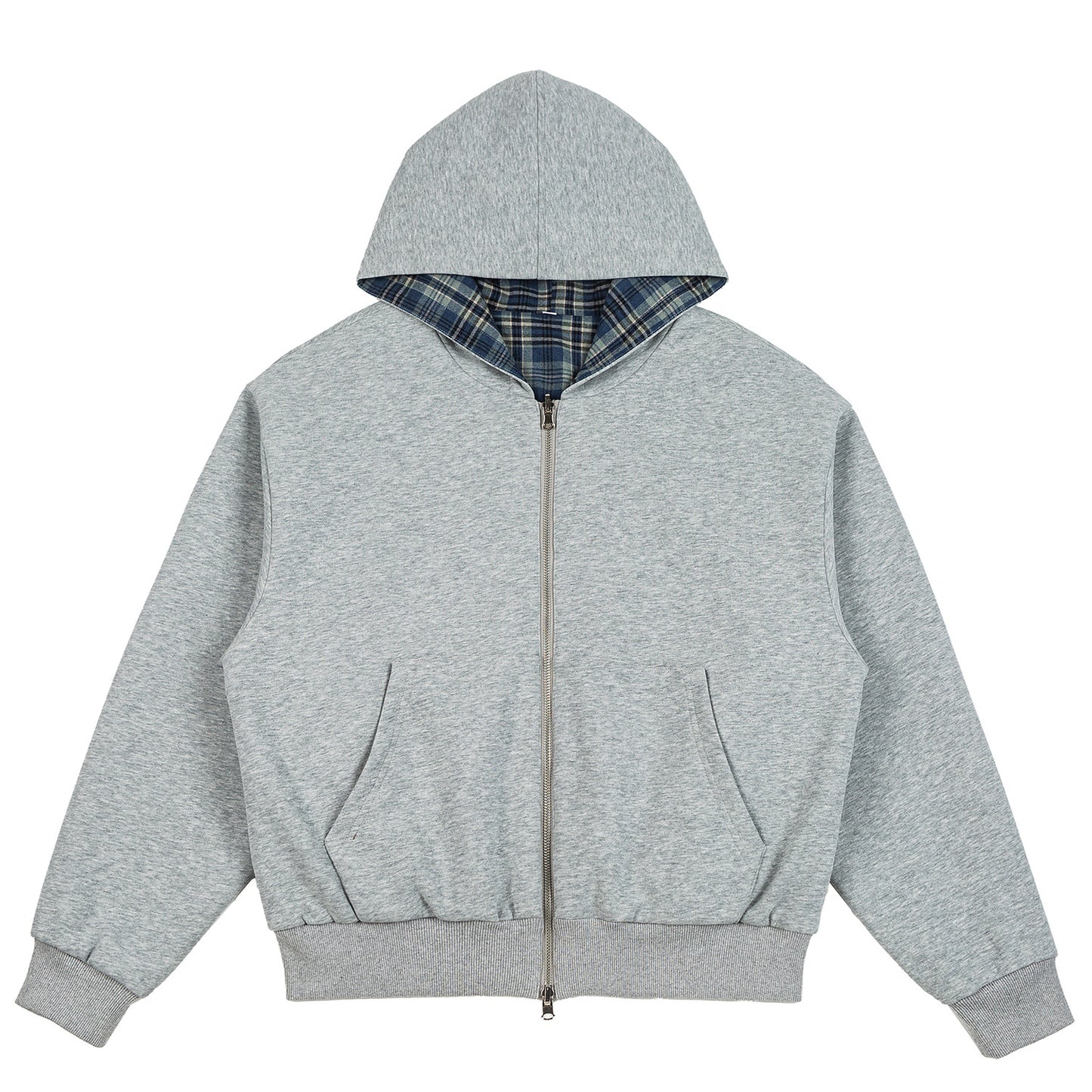 American Vintage Plaid Hooded Cardigan – Oversized Unisex Cotton Sweatshirt Jacket