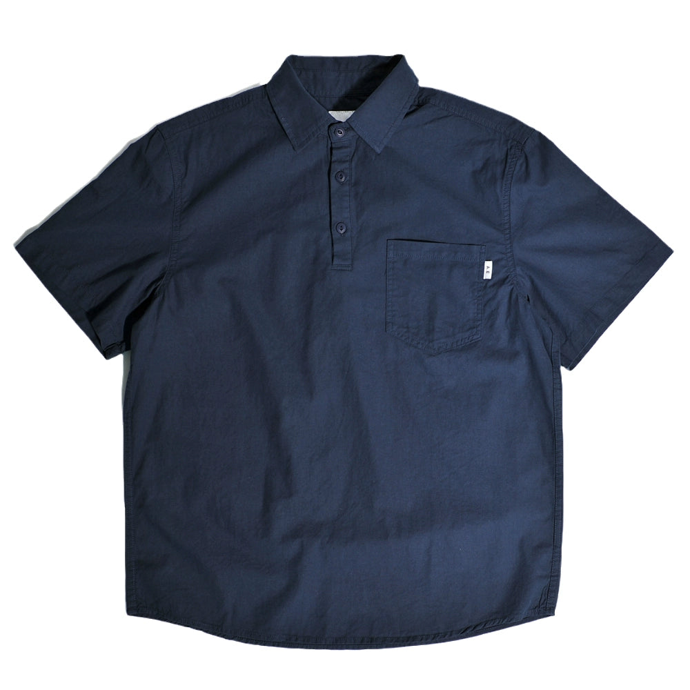 Hong Kong-style handsome half-open collar pullover overalls short-sleeved Japanese retro CityBoy loose cotton casual shirt