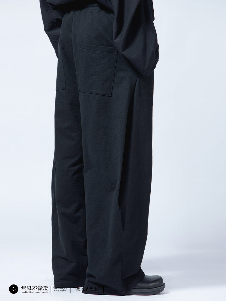 Original design men's three-dimensional concave pleated casual loose straight pants N