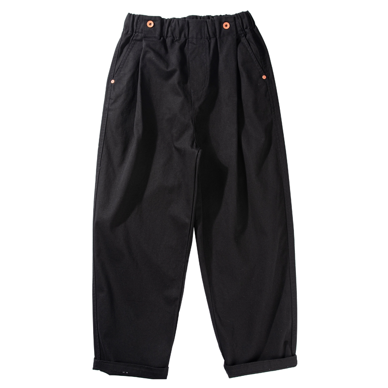 Wide-Leg Cotton Pants – Pleated Elastic Waist | Yamalinclothes | Vintage workwear outfit
