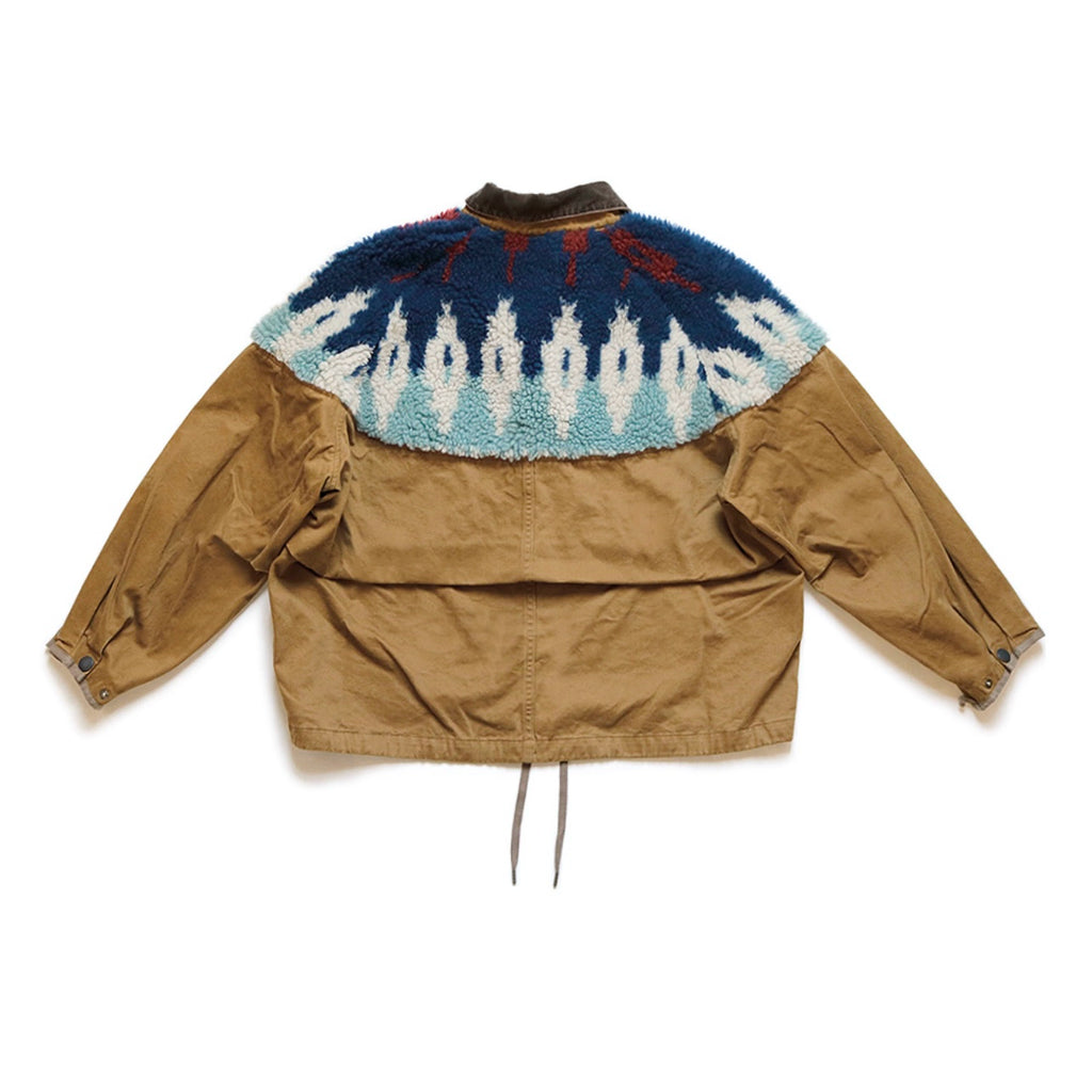 Zhong Chuxi's Hiratal and Macro Japanese casual shearling stitched cargo jacket with half-turtleneck