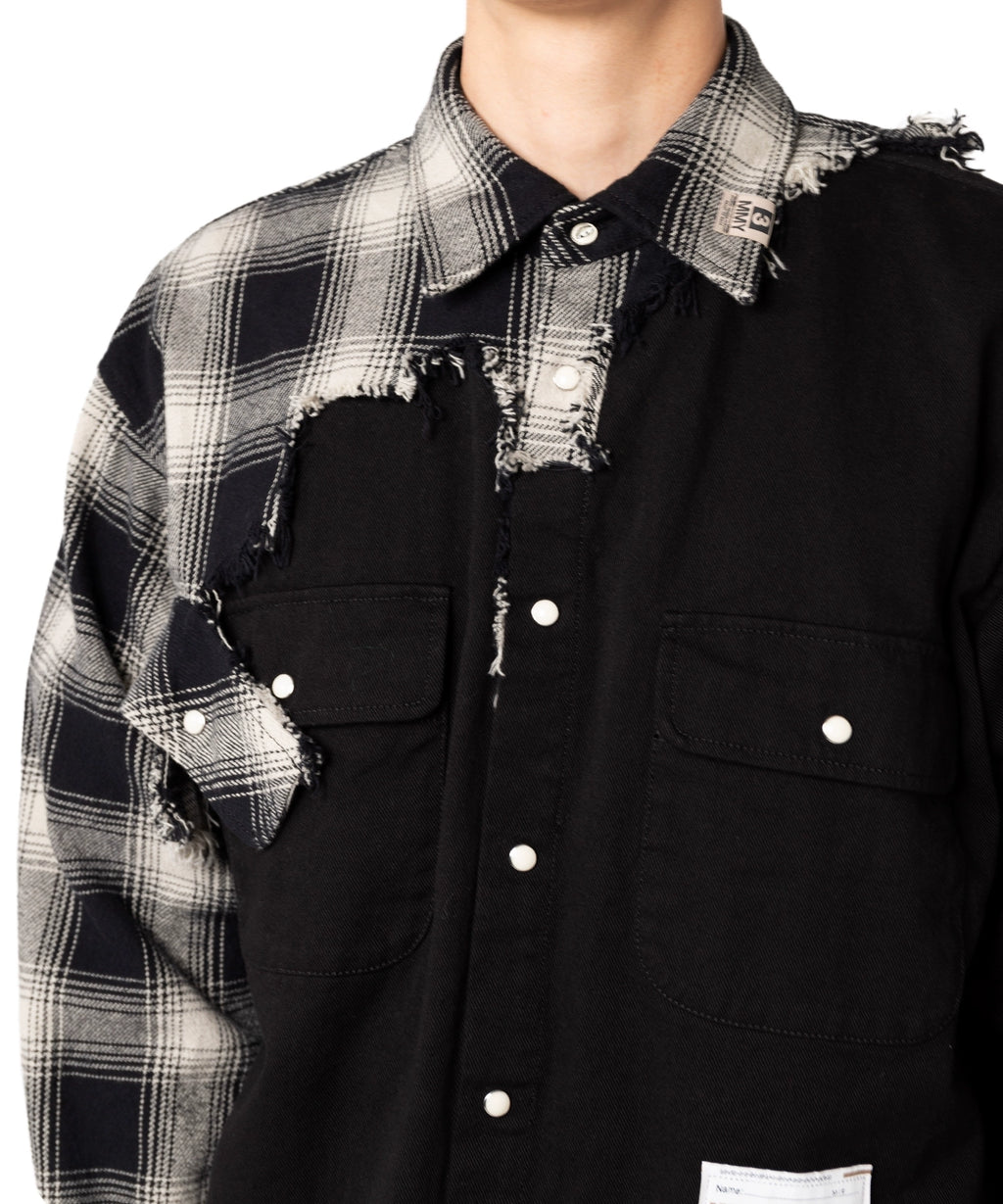 Irregular patchwork plaid jacket shirt coat