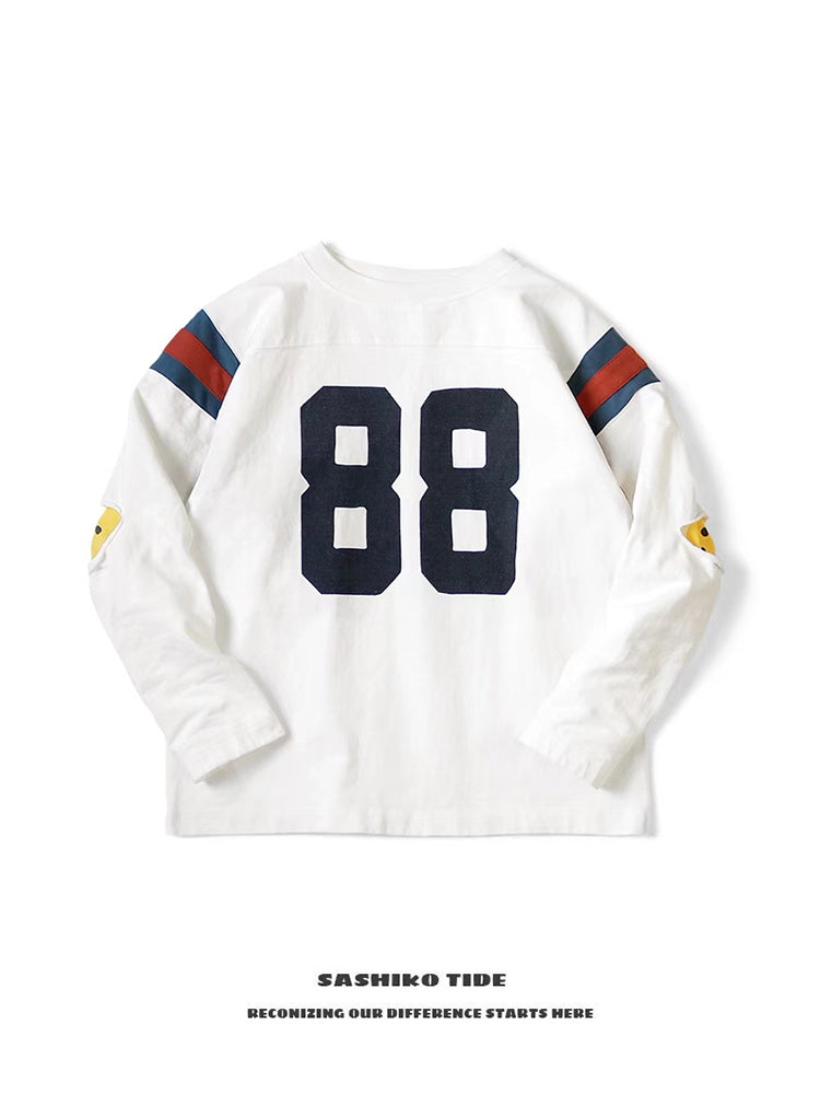 Japanese digital color matching four-eye printing round neck long-sleeved T-shirt bottoming shirt