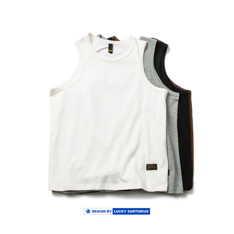 Summer cotton 320g sweat vest youth casual loose sleeveless T-shirt