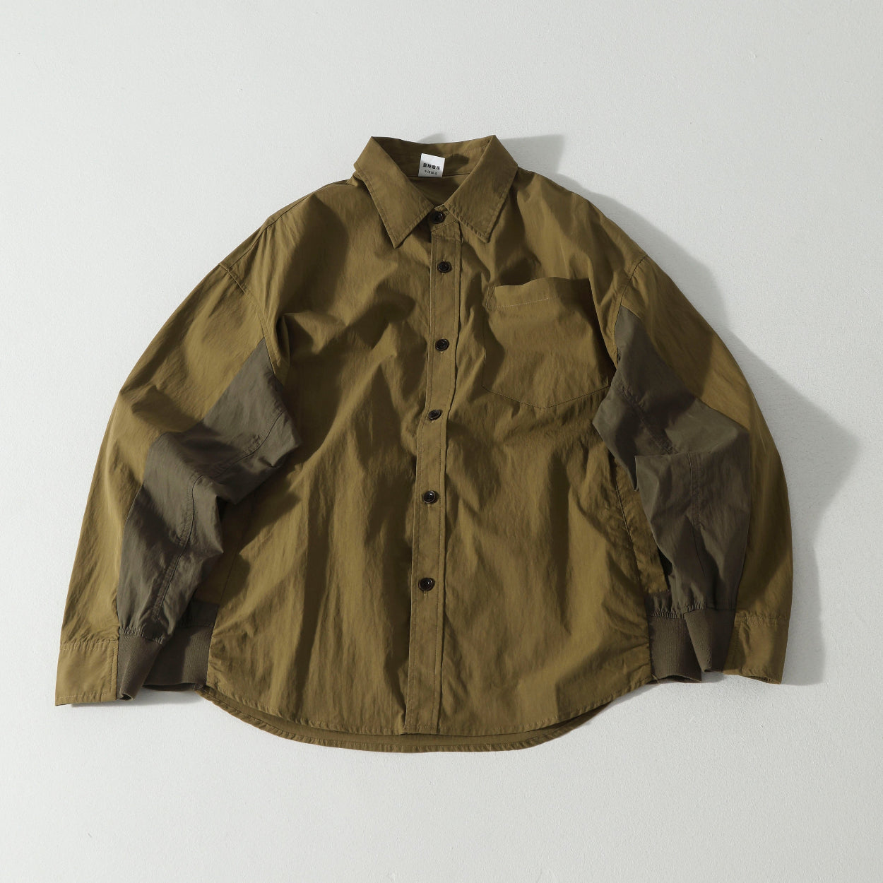 Japanese Patchwork Workwear Shirt – Heavyweight Loose Wide-Fit Long-Sleeve
