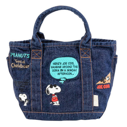 Denim Canvas Embroidery Tote Bag – Cute Cartoon Portable Handbag