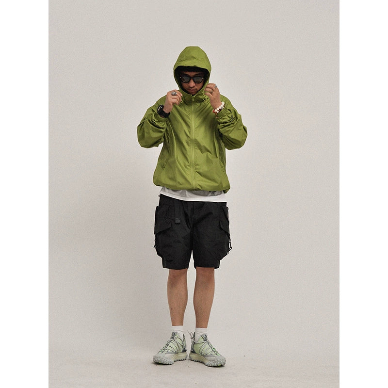 Summer function outdoor light breathable pure color loose hooded sunscreen clothes