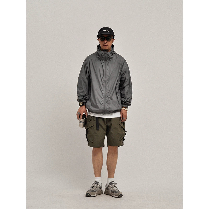 Summer function outdoor light breathable pure color loose hooded sunscreen clothes