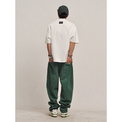 380G Heavyweight Cotton Crewneck Short Sleeve T-Shirt – Loose Solid Color Summer Tee for Men – Japanese vintage | yamalin clothes | Yamalinclothes