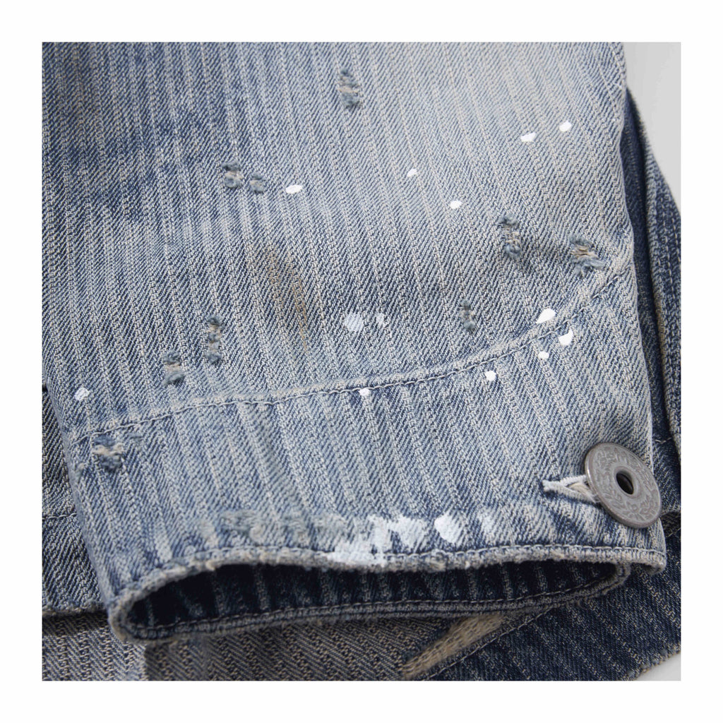25SS Japanese washed water old loose lapel denim coat