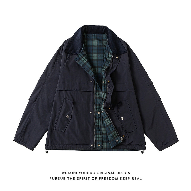 Vintage Japanese Plaid Patchwork Overalls – Loose Casual Unisex