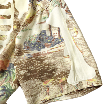 Japanese casual bone Hawaiian print Cuban collar loose short-sleeved shirt