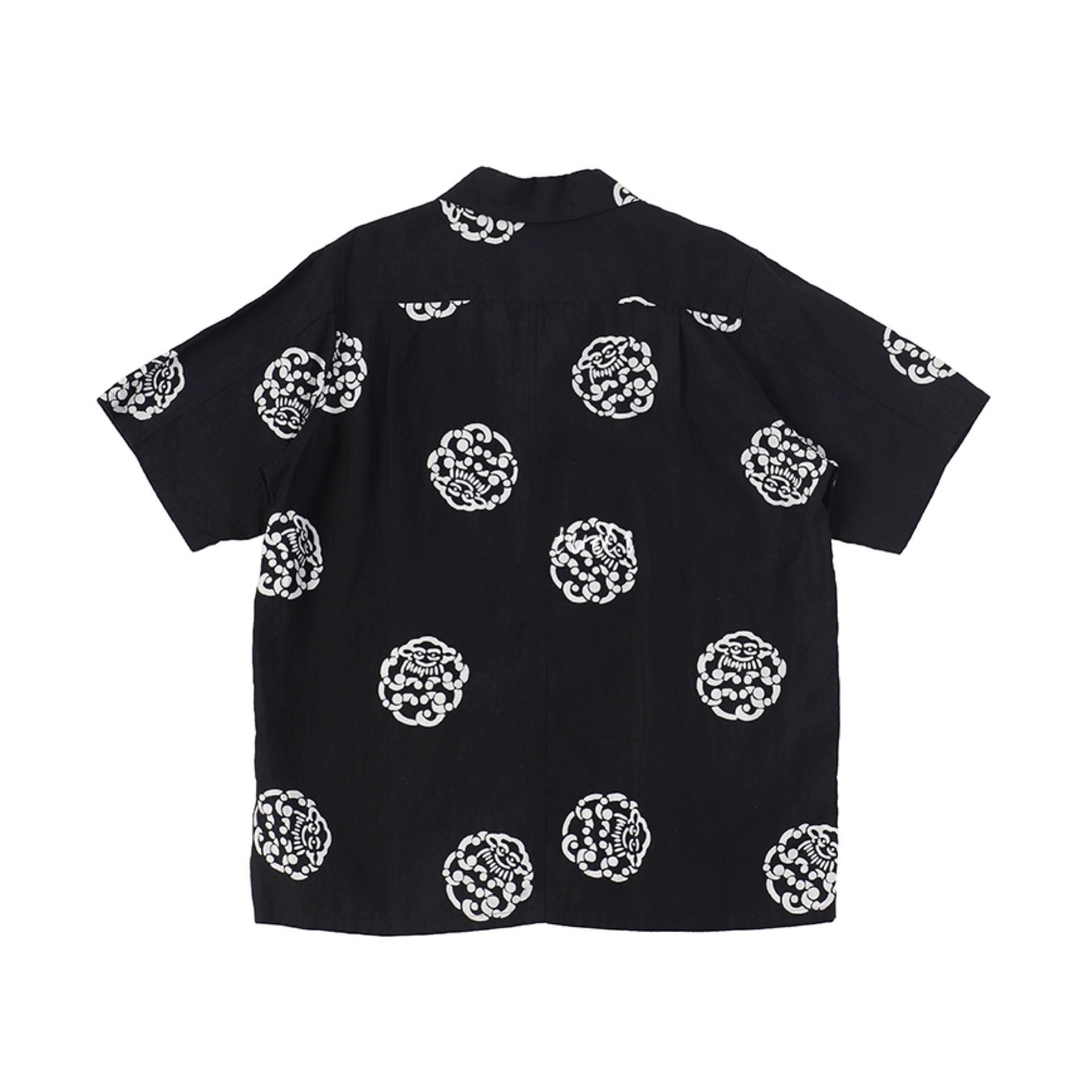 Nakamura limited Hawaiian clouds casual Japanese black and white linen short-sleeved shirt