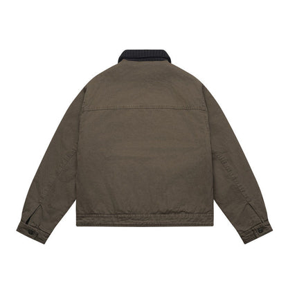Detroit Cropped Padded Jacket – Vintage Workwear Cotton Barn Coat for Men Winter | Japanese vintage | yamalin clothes | Yamalinclothes