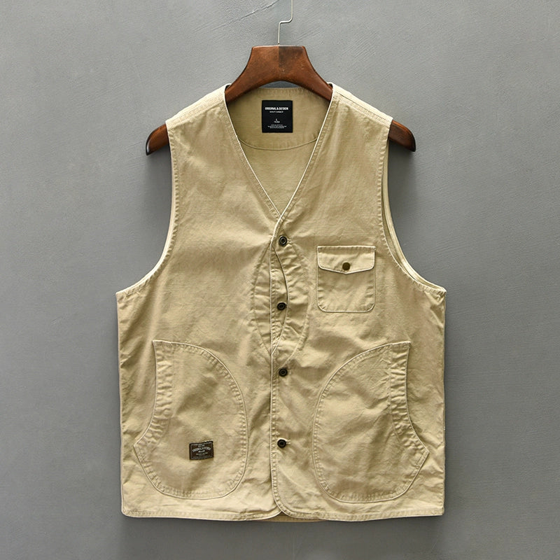 High-quality cotton overalls vest men's spring and summer thin trendy casual loose large size sleeveless vest shoulder horse clip