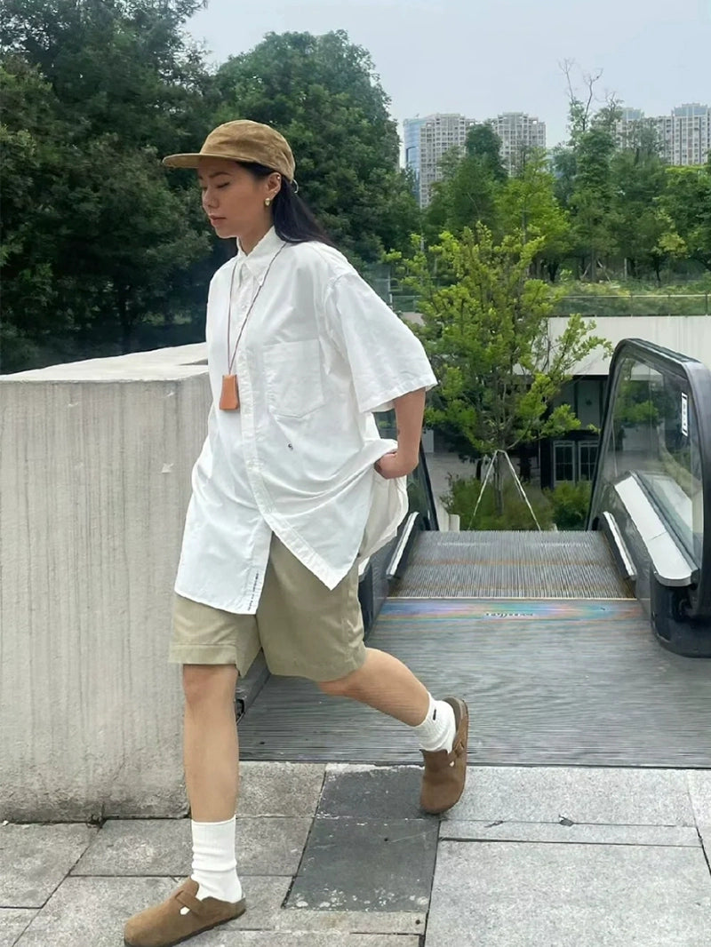 Japanese fashion retro casual loose all-matching trend short-sleeved shirt