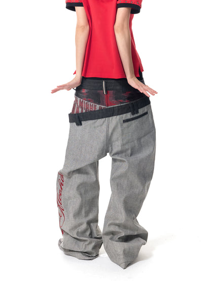 Wide-Leg Jeans – Asymmetric Double Waist