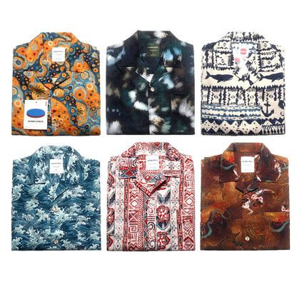 Seersucker Cuban Collar Printed Shirt – Men's Vintage Beach Short Sleeve