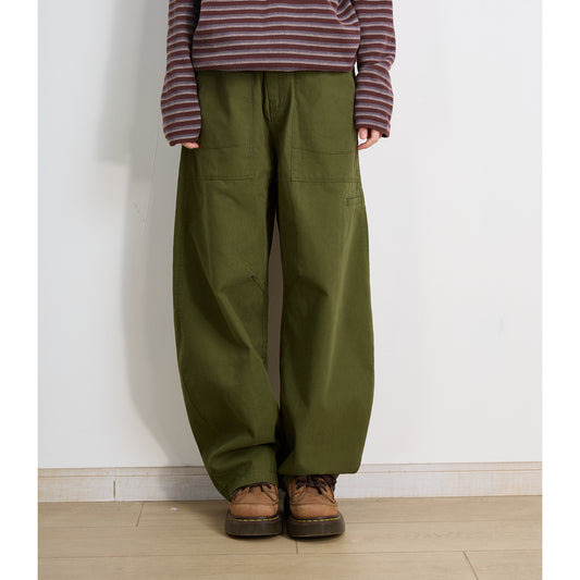 Spring and autumn vintage workwear military green wide-leg pants unisex loose straight-leg casual pants for couples, stylish for couples