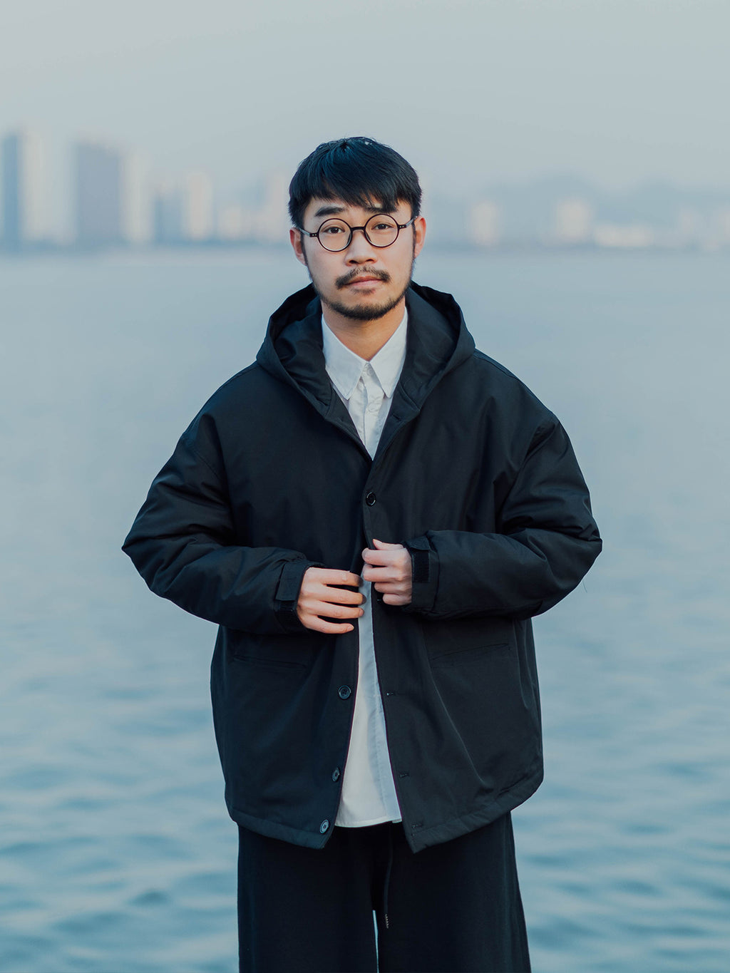 Japanese retro winter, black thickened hooded cotton clothes, warm cotton clothes, men's and women's casual cotton jackets