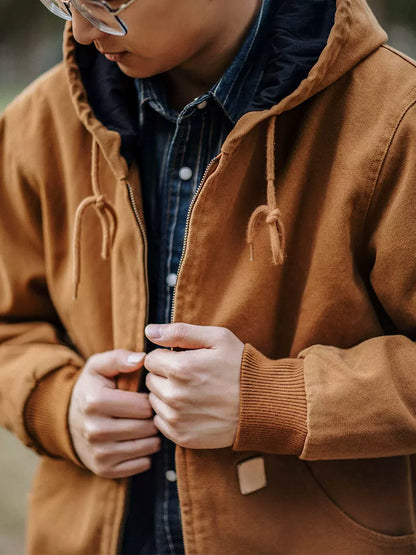 Indigo Heavy Wash Canvas Hooded Cargo Jacket – American Vintage Distressed Unisex – Coats Jackets | japanese streetwear | vintage workwear | unisex | Yamalinclothes