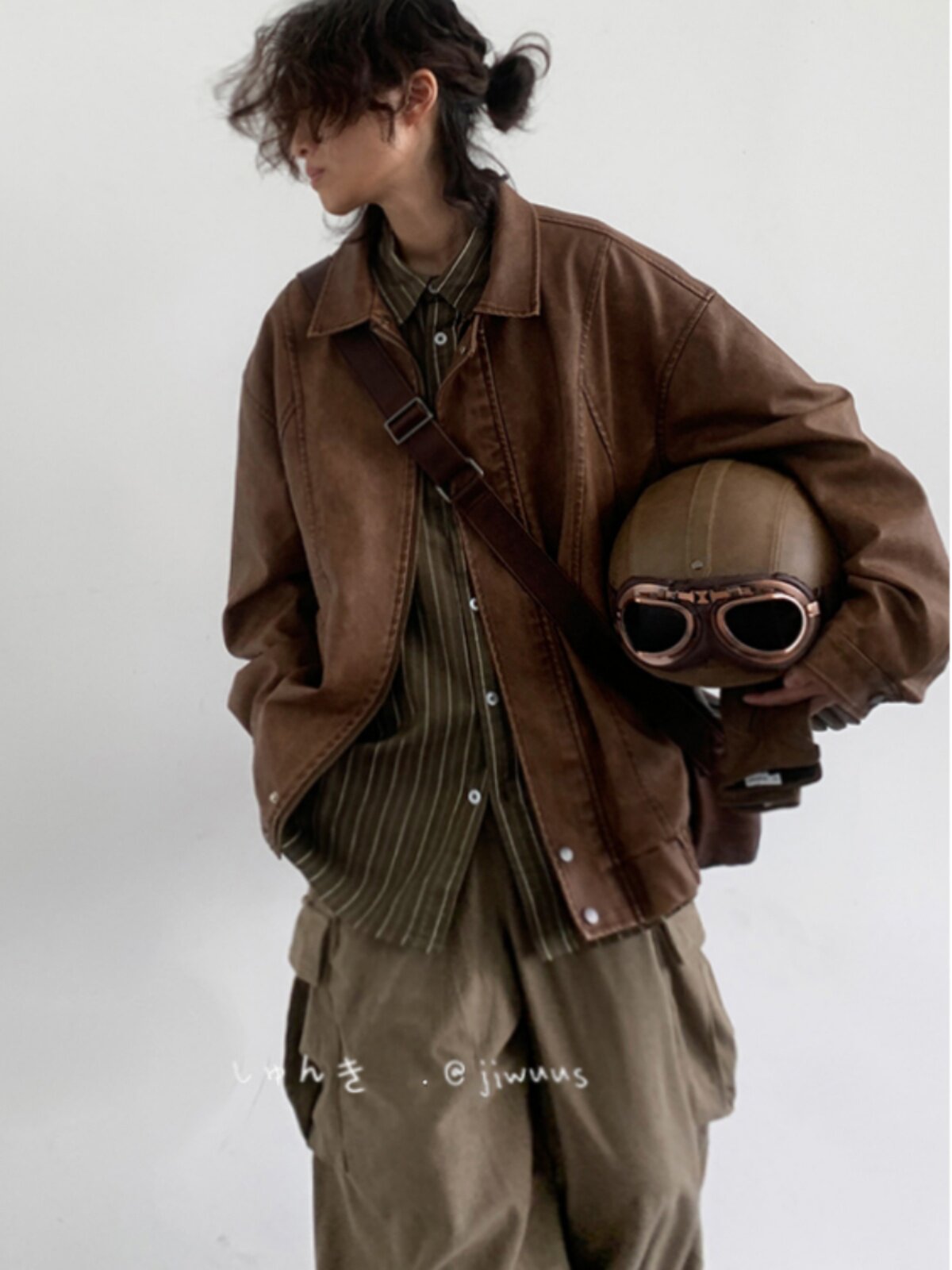 American Vintage PU Leather Moto Jacket – Unisex Loose Biker Coat