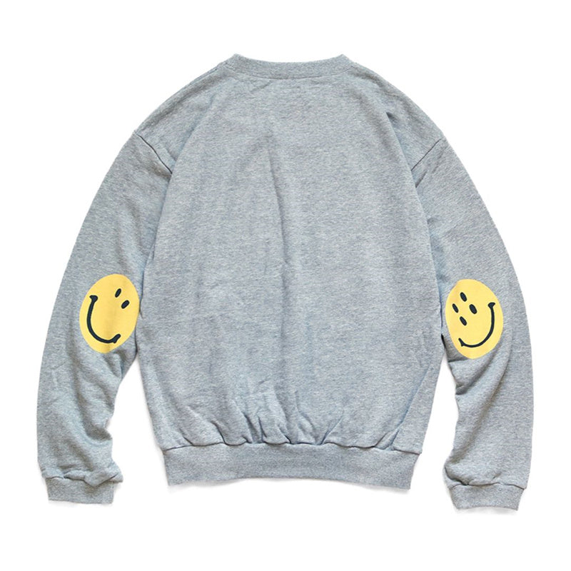 Japanese loose casual smiley face print long sleeve sweater ins tide