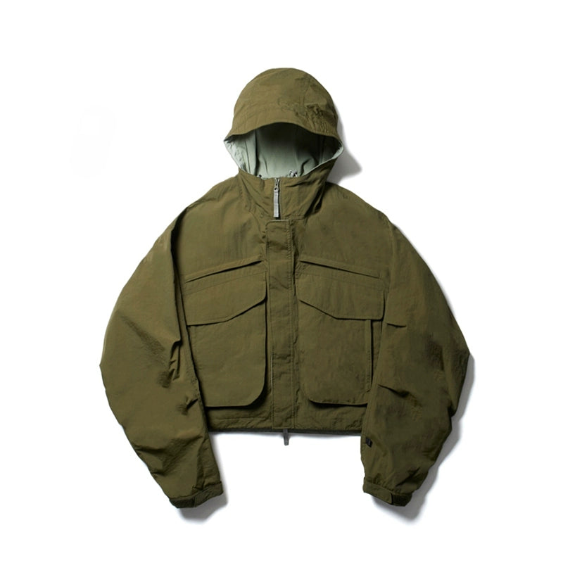 Japanese Outdoor Functional Multi-Pocket Cropped Hooded Jacket Jacket