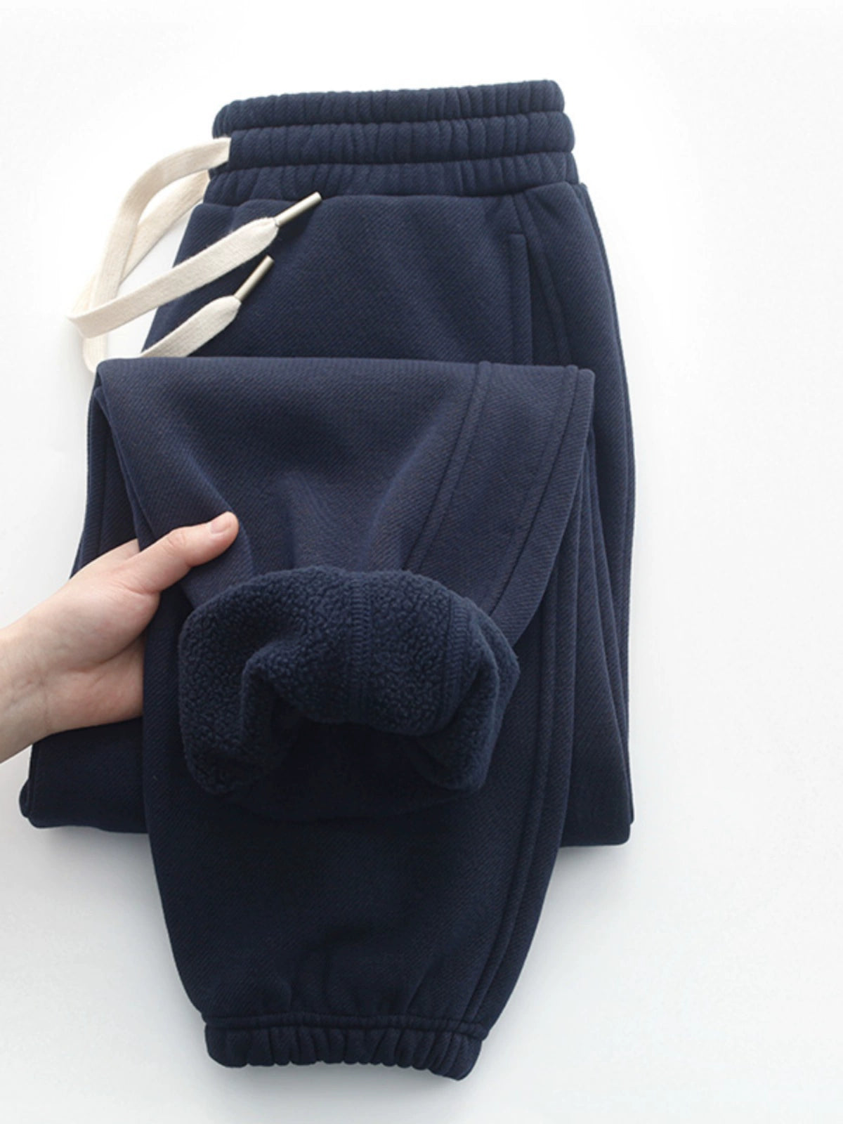 400g heavy navy blue twill fleece corset sweatpants casual fleece warm unisex style