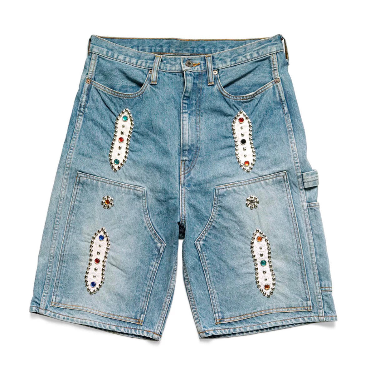 Japanese vintage distressed wash loose casual heavy industry jewel denim shorts