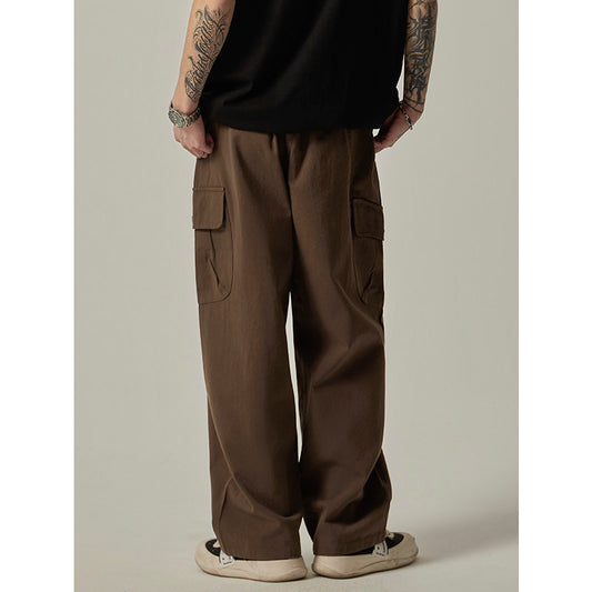trendy vintage Japanese cargo pants men's ins trend American loose straight leg wide leg casual trousers