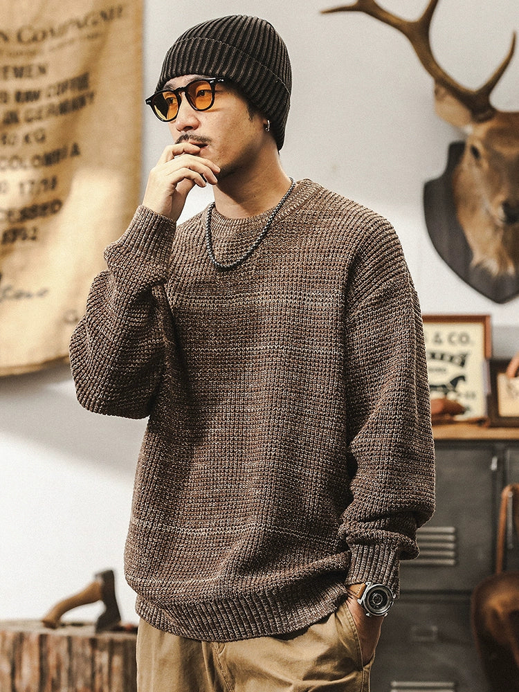 American retro 760g heavy sweater men's winter 2024 new Japanese lazy style inner knitwear autumn and winter