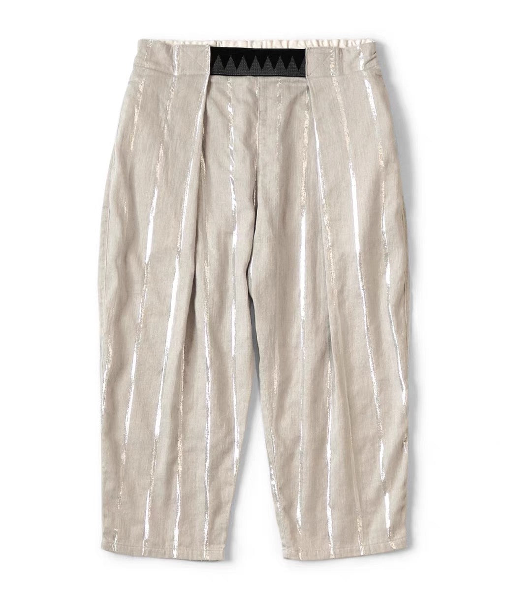 Made-to-order cloth カピタコ Hirata and macro spot thick stripe silver thread casual pants are thin