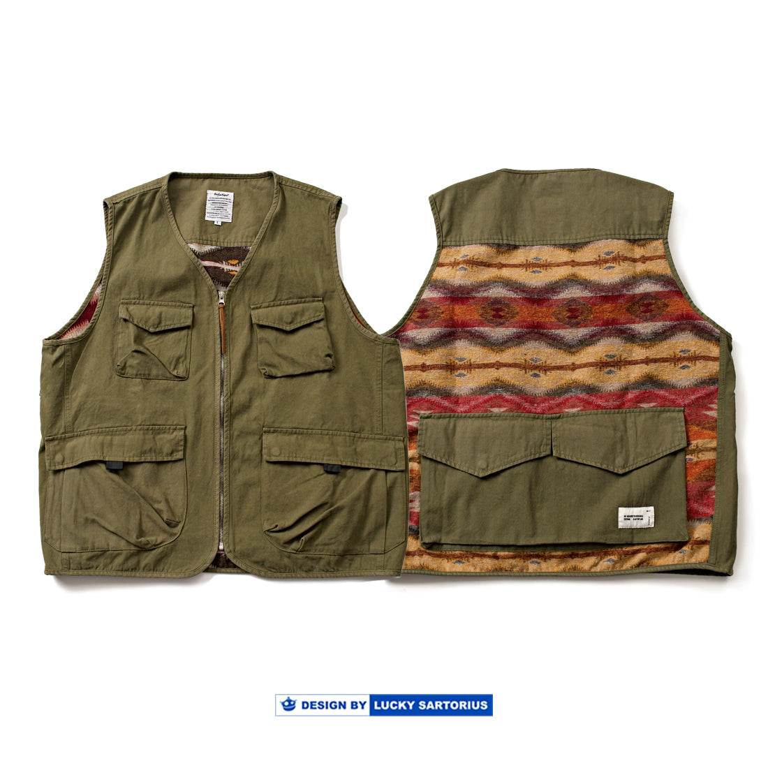 23 A/W vintage ethnic style multi-pocket military style vest young men and women Japanese loose and versatile vest jacket