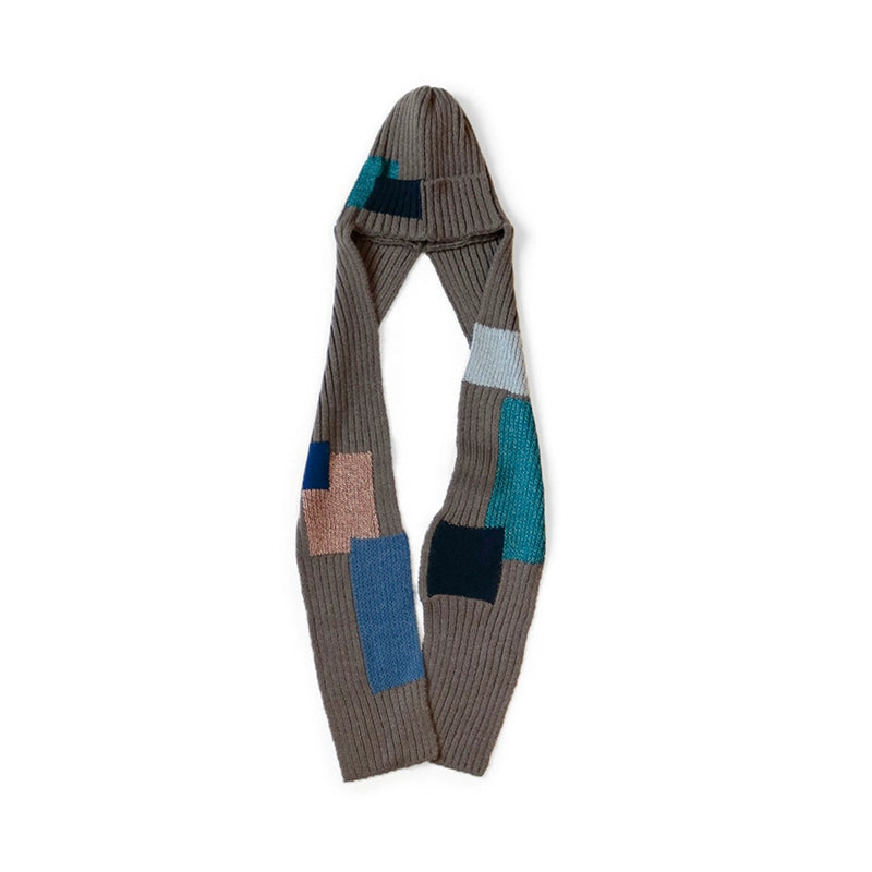 Japanese casual autumn/winter cold hat 2-in-1 patch knitted cold hat scarf