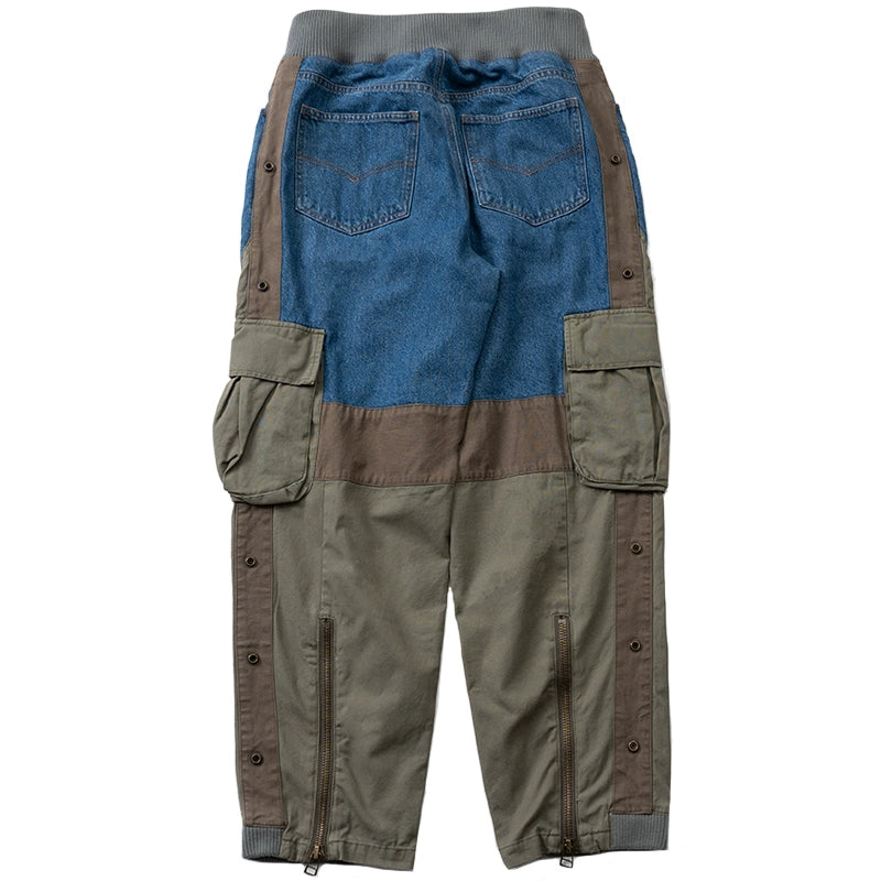 Personality original men's wear deconstructed multi-material stitching element style washed multi-pocket cargo pants casual pants men's trend