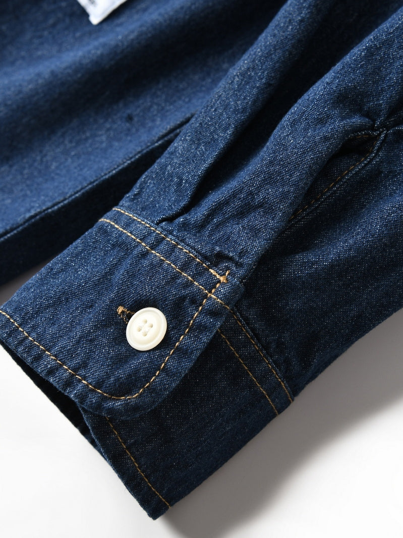 INS fashion brand pure cotton denim long-sleeved shirt