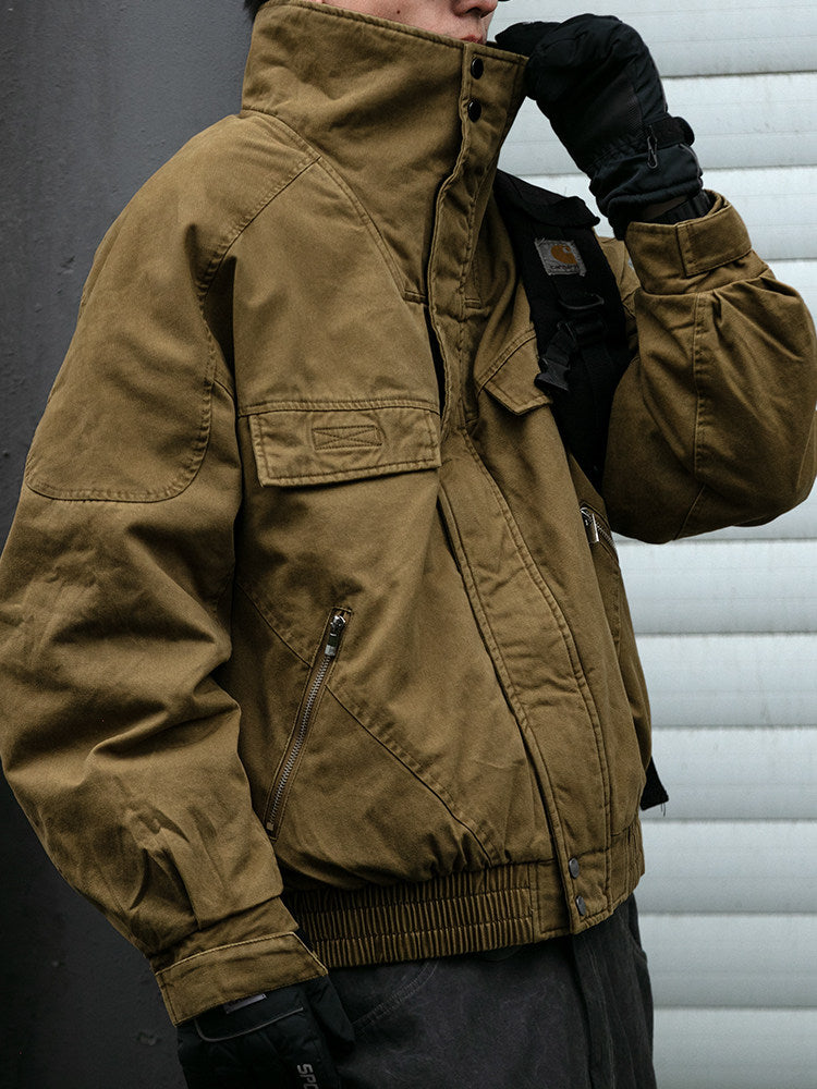 Washed Cargo Flight Jacket – Vintage Drop-Shoulder Oversized Unisex