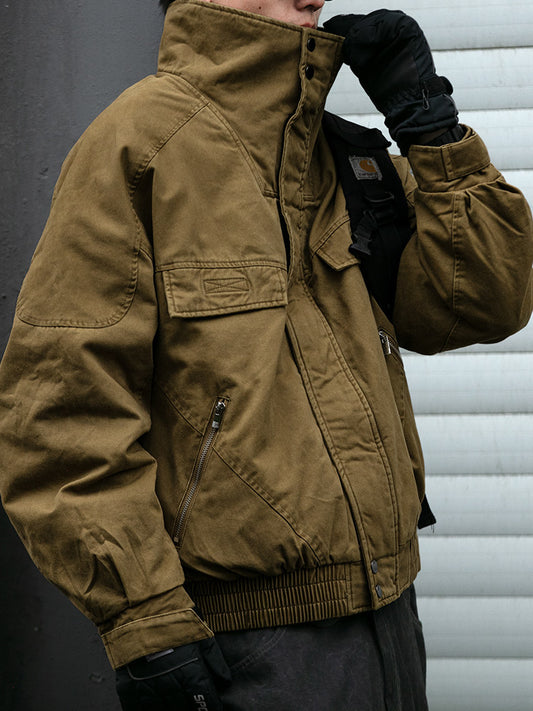 Washed Cargo Flight Jacket – Vintage Drop-Shoulder Oversized Unisex