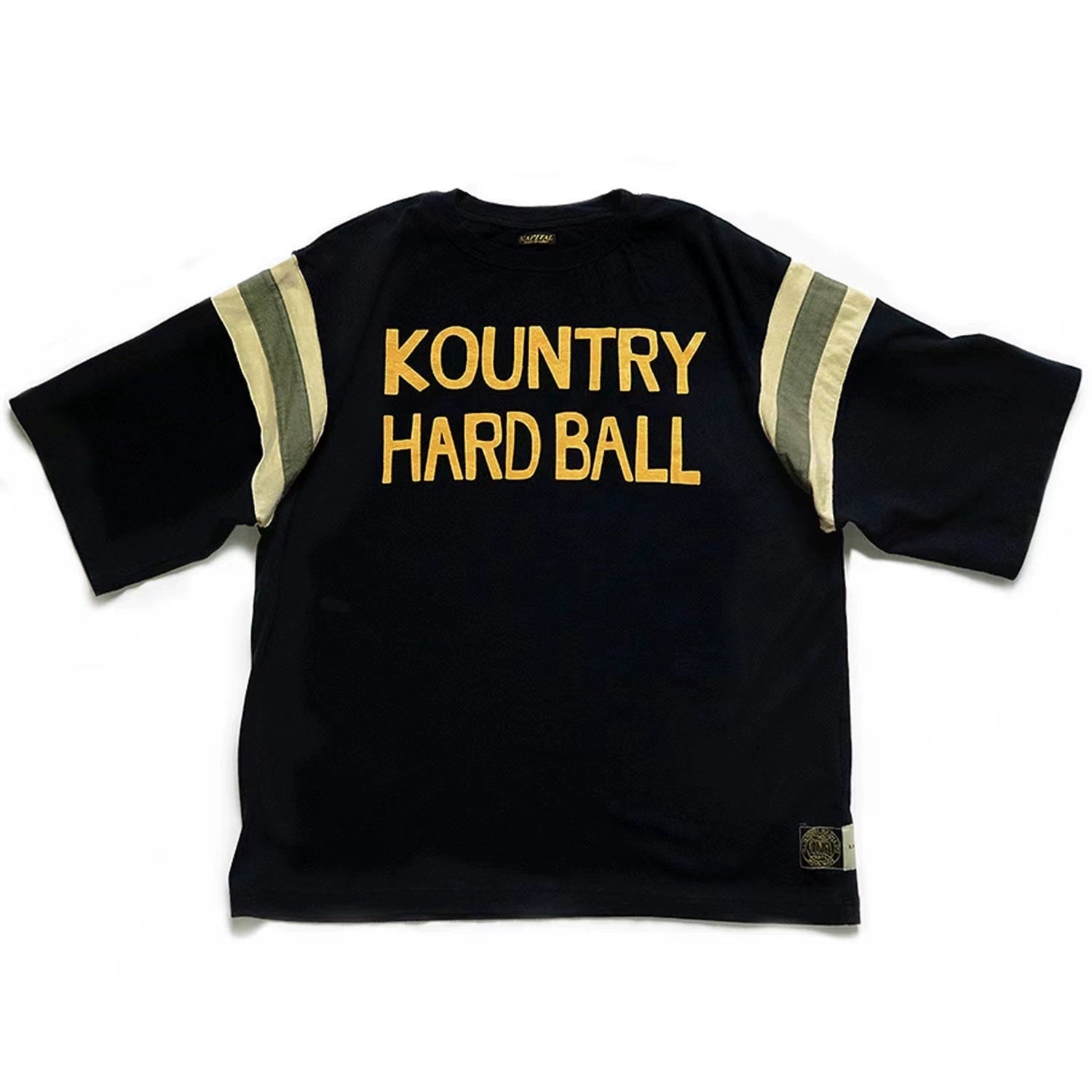 two-color cotton print stitching loose Japanese round neck short-sleeved T-shirt