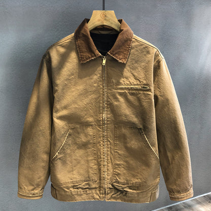 Detroit Vintage Heavy Cotton Cargo Jacket Men – American Workwear Lapel Barn Coat | Japanese vintage | yamalin clothes | Yamalinclothes