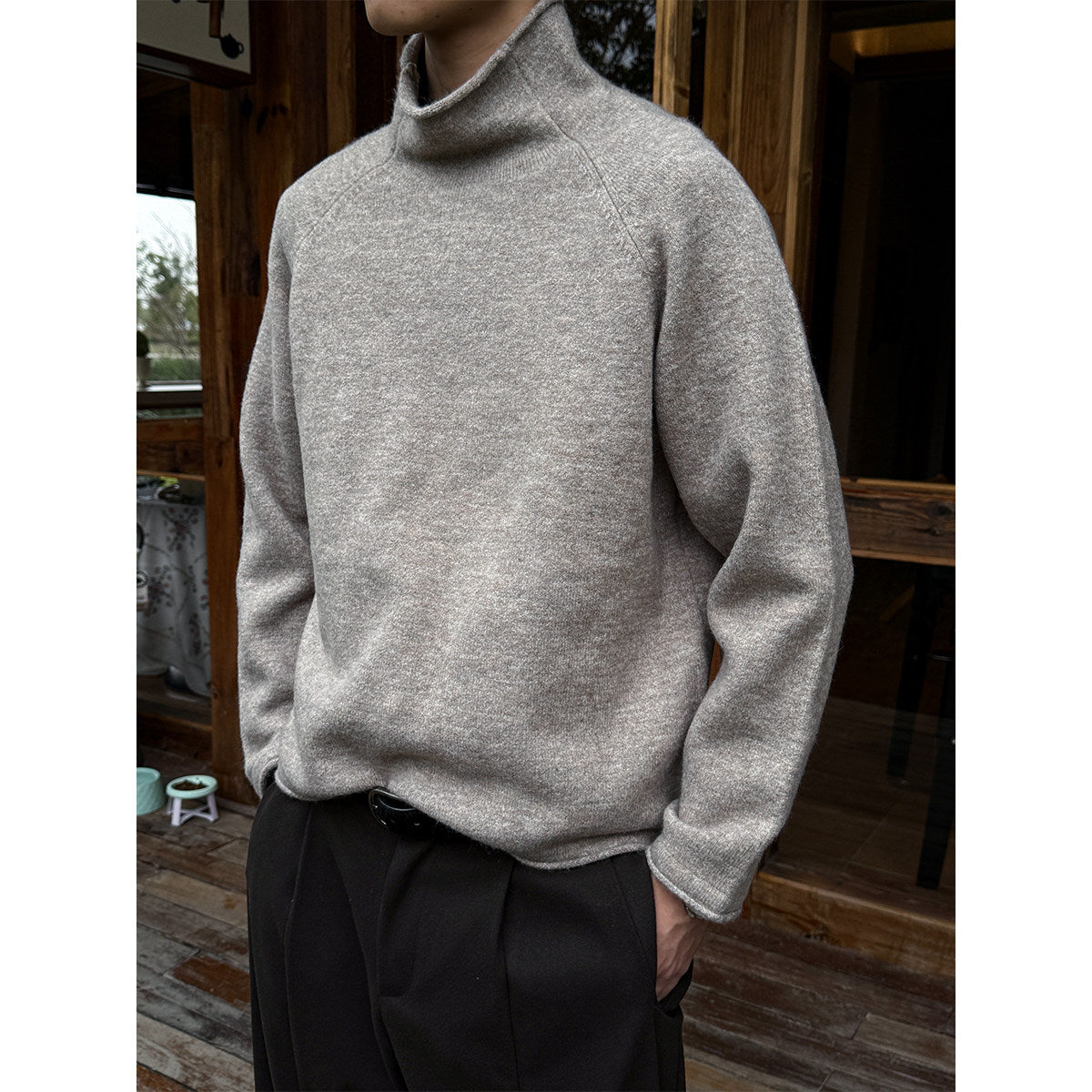 560G Turtleneck Drop Shoulder Sweater – Warm Loose Unisex