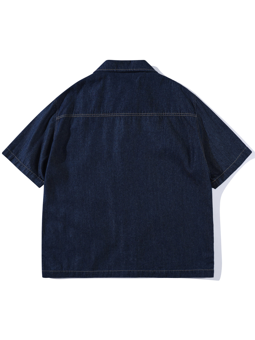 Summer street, Japanese retro Aramco Ka Ji washed, denim short-sleeved shirt, men's and women's loose cargo half-sleeved shirt