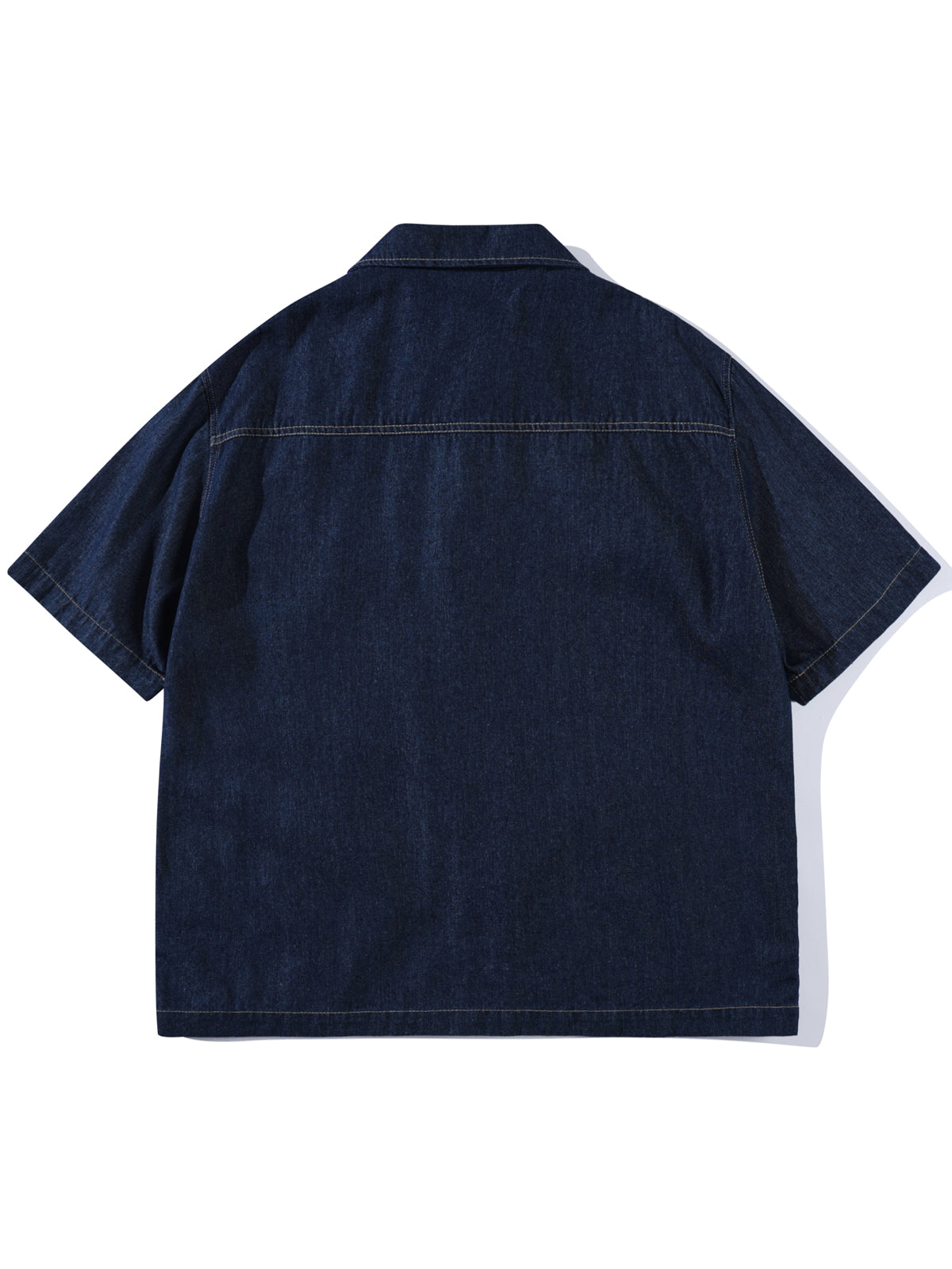 Summer street, Japanese retro Aramco Ka Ji washed, denim short-sleeved shirt, men's and women's loose cargo half-sleeved shirt